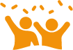 Icon von zwei feiernden Personen mit Konfetti – symbolisiert Eventfreude und gemeinsames Erleben.